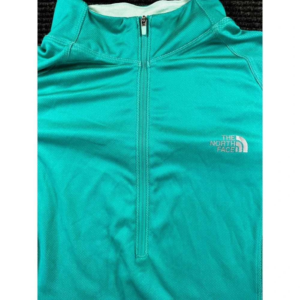 The North Face Top Womens Large Turquoise Half Zip Flashdry Thumbhole Athleisure - Picture 8 of 15